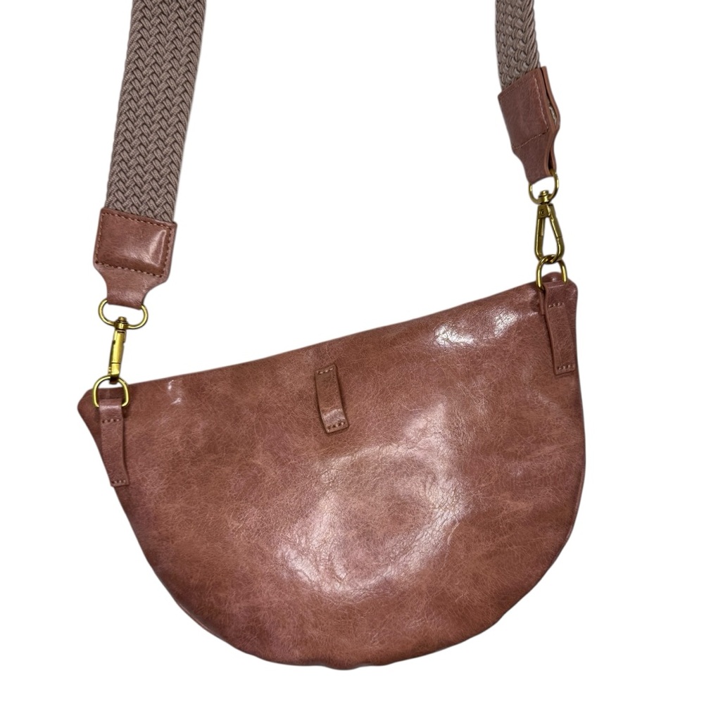 NWOT Anthropologie Ada Vegan Leather Crossbody Belt Convertible Bag Brown/Blush - Picture 6 of 12
